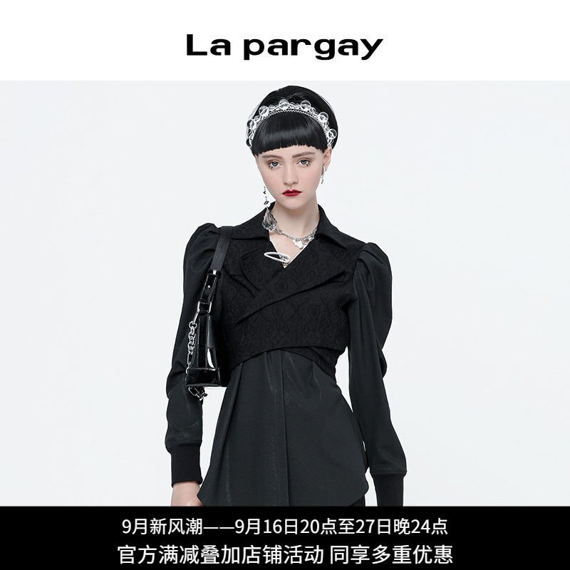 纳帕佳拼接短外套女春秋黑色
