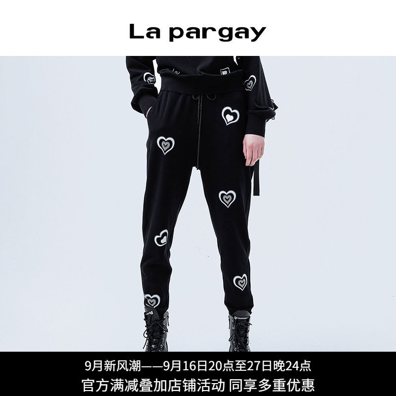 纳帕佳爱心印花收脚卫裤女松紧腰