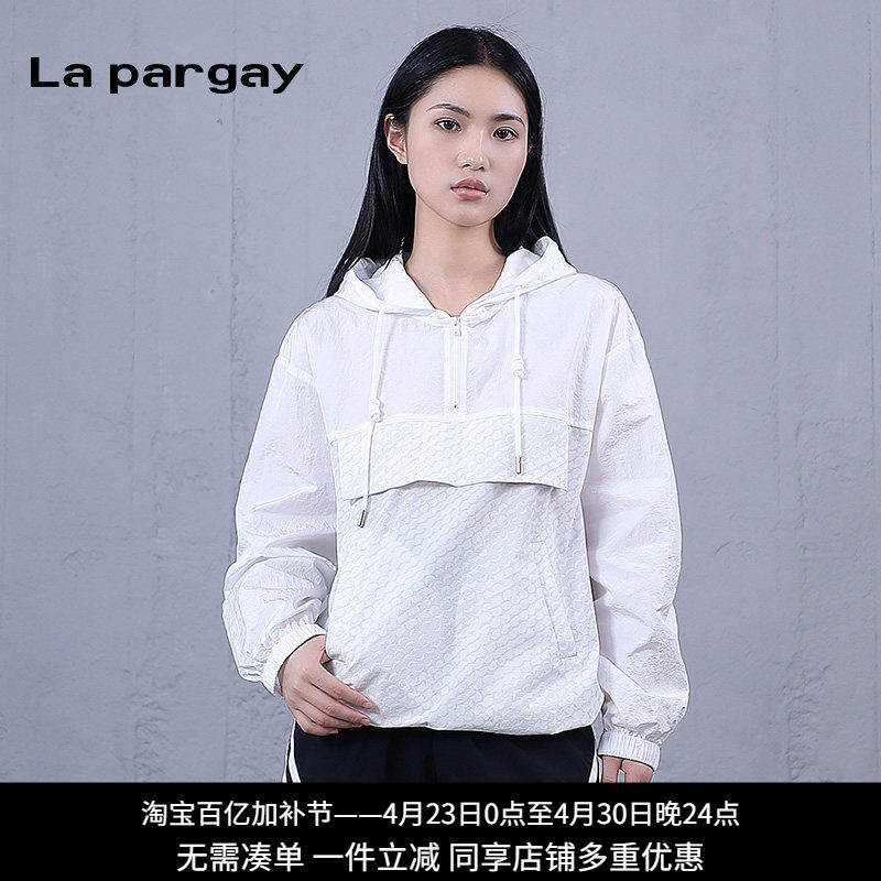 纳帕佳不规则纹理连帽卫衣2024春夏新款女式白色个性休闲宽松上衣