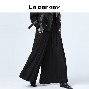 纳帕佳高腰阔腿裤2023秋冬新款女式黑色宽松百搭设计感小众休闲裤