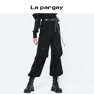 纳帕佳运动休闲裤2023秋冬新款女式黑色直筒高腰宽松百搭小众裤子