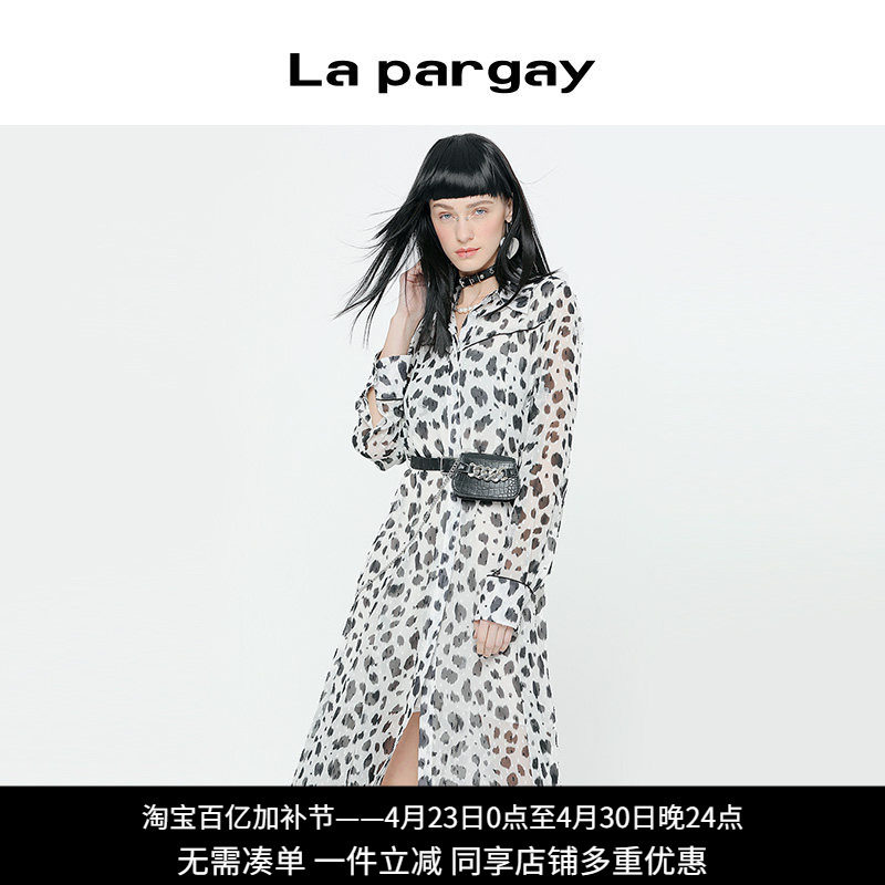 纳帕佳2023新款长袖印花衬衫连衣裙女时尚小众设计感气质长款裙子