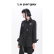 女装 黑色上衣个性 时尚 Lapargay纳帕佳2023新款 休闲中长款 牛仔外套