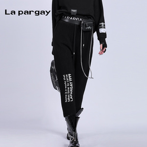 纳帕佳甜酷长款高腰休闲裤2023秋冬新款女式黑色个性百搭小众裤子