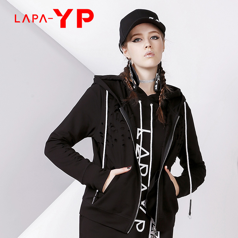 纳帕佳新款欧美黑色时尚印花