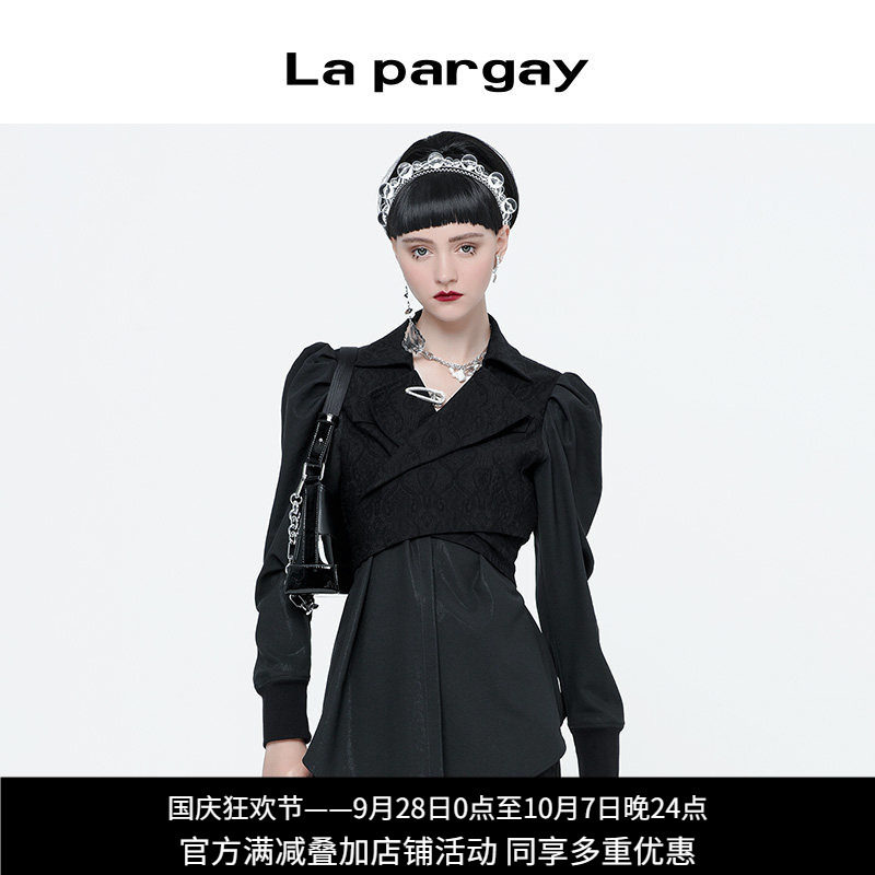 纳帕佳拼接短外套女春秋黑色