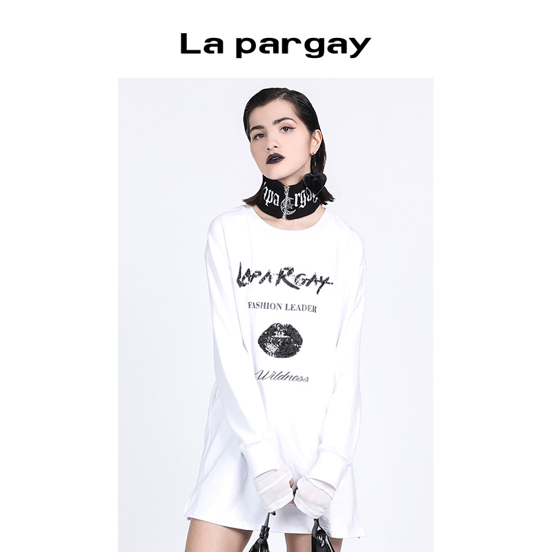 中长款黑白色长袖卫衣Lapargay