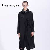 黑白色中长薄款 Lapargay纳帕佳2024新款 女春季 休闲大衣宽松外套潮