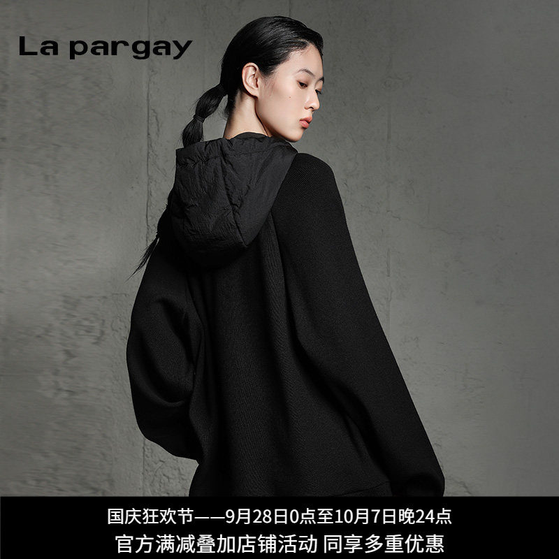 纳帕佳女连帽拉链卫衣黑色廓形