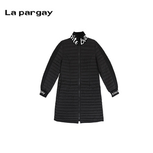 纳帕佳长款长袖羽绒服保暖外套秋季女式黑色个性休闲设计感上衣