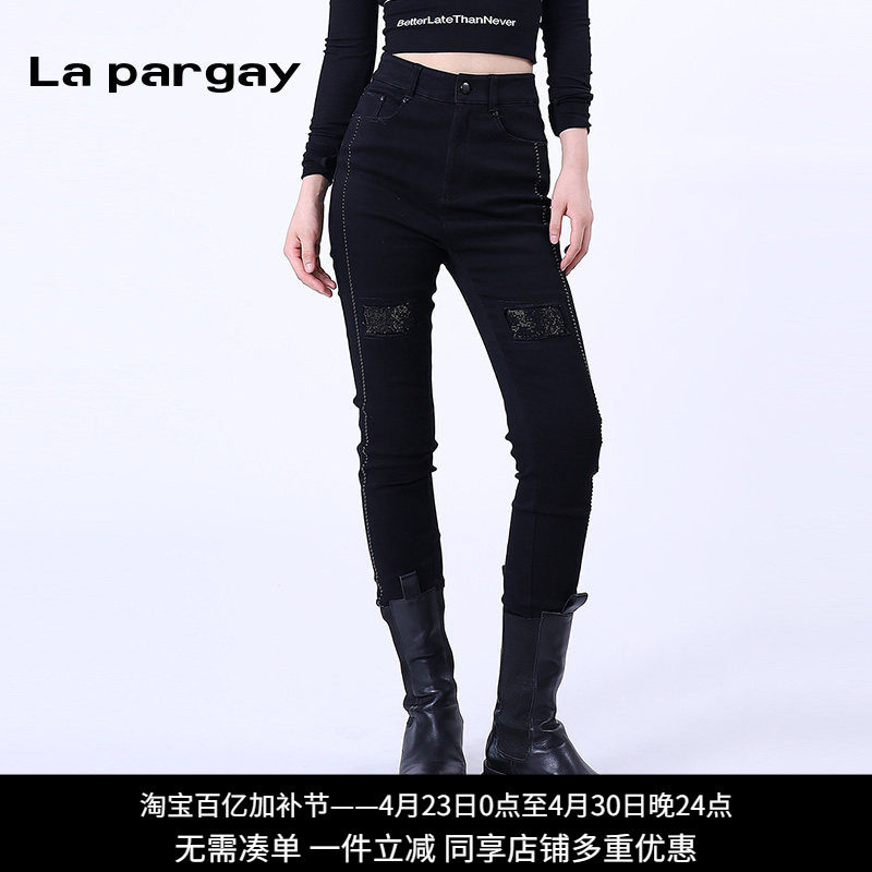 纳帕佳高腰长款小脚裤2023秋季新款女式黑色个性时尚休闲百搭裤子