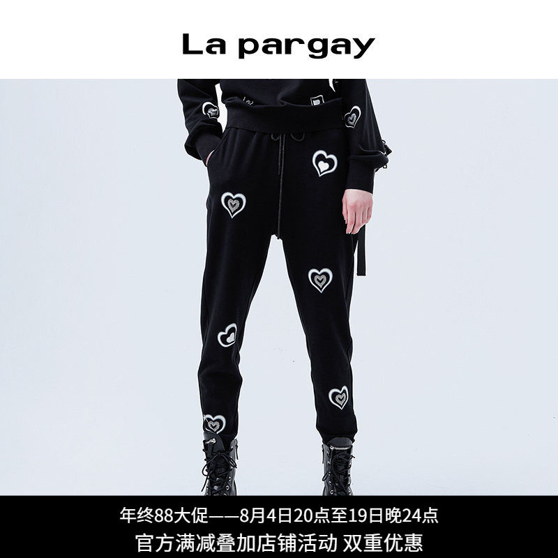纳帕佳爱心印花收脚卫裤女松紧腰