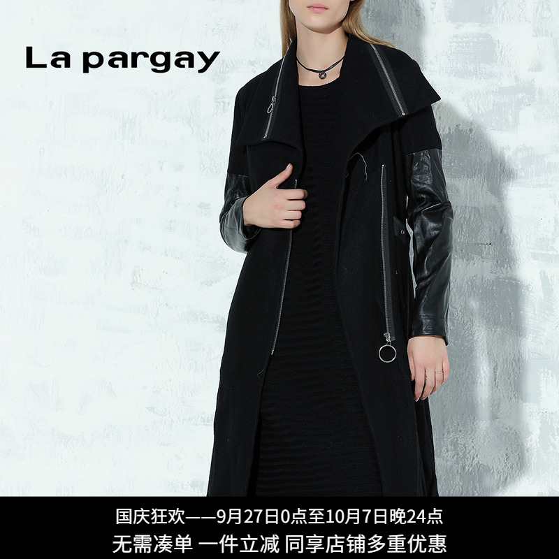 拼接中长款毛呢大衣品牌特卖