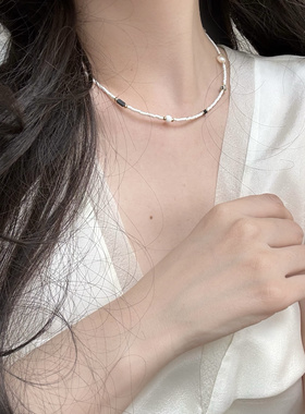 白巧系列～天然石珍珠串珠项链锁骨链叠戴夏日度假搭配小众