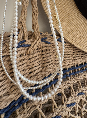 福利款超好搭配夏日bi小尺寸项链小米珠人造施家珍珠锁骨链叠戴