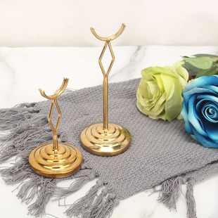 镀金不锈钢台号牌席位卡夹自助餐牌座插卡台名片夹签婚庆桌号餐牌