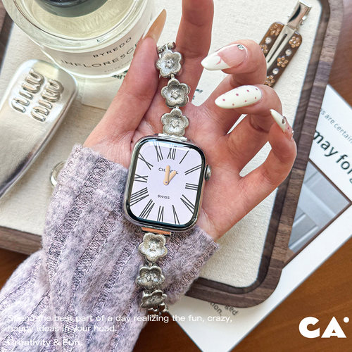 CA.夏日金属拉丝花朵表带