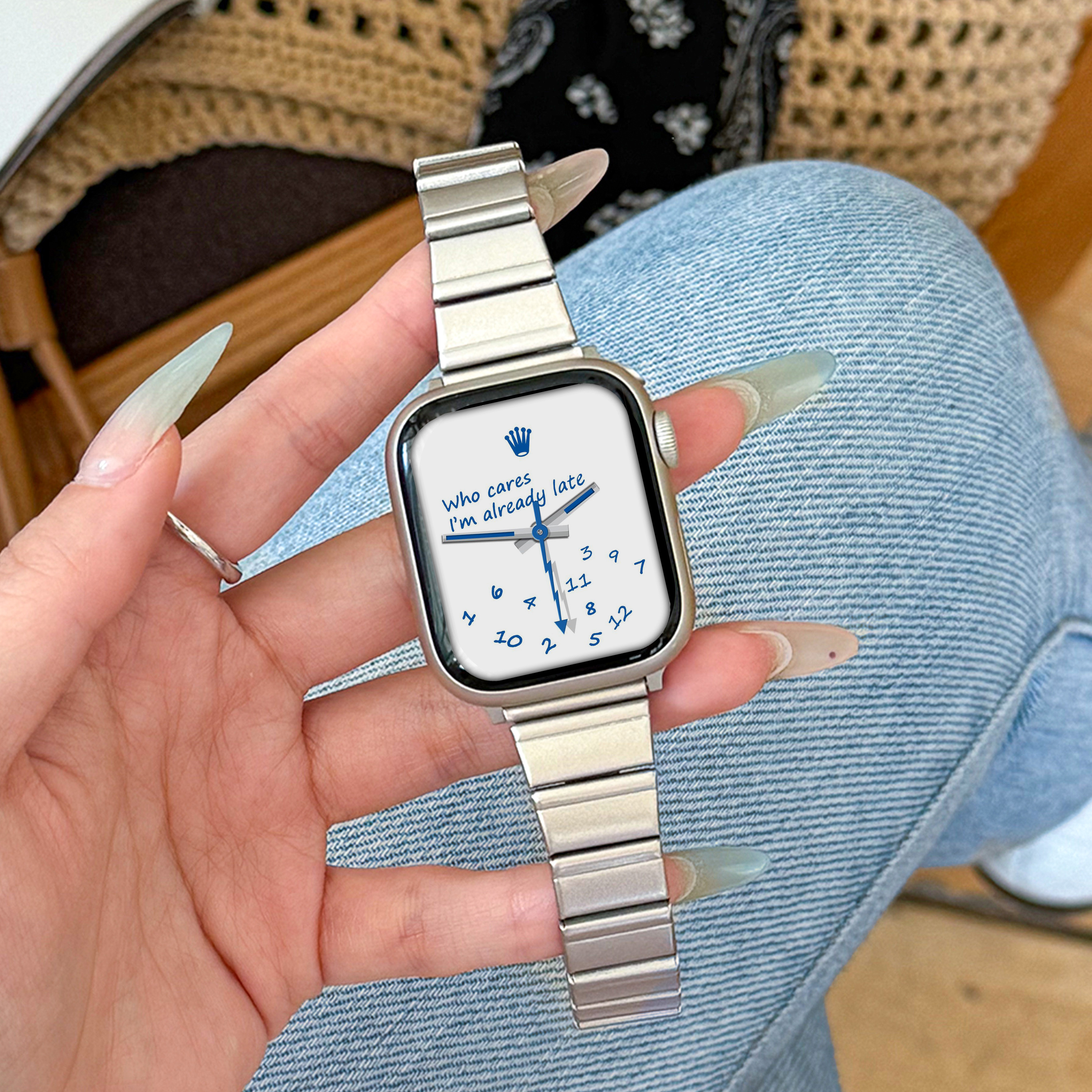 CA. 《小方块》不锈钢金属表带适用于苹果手表iWatch10applewatch