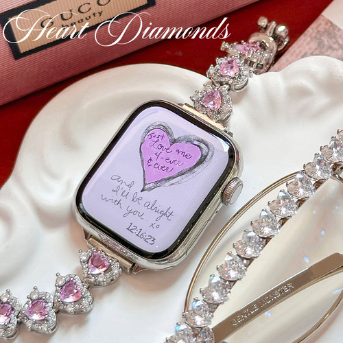 CA.闪闪爱心钻金属表带