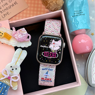 CA.奶乎乎粉色磁吸编织表带