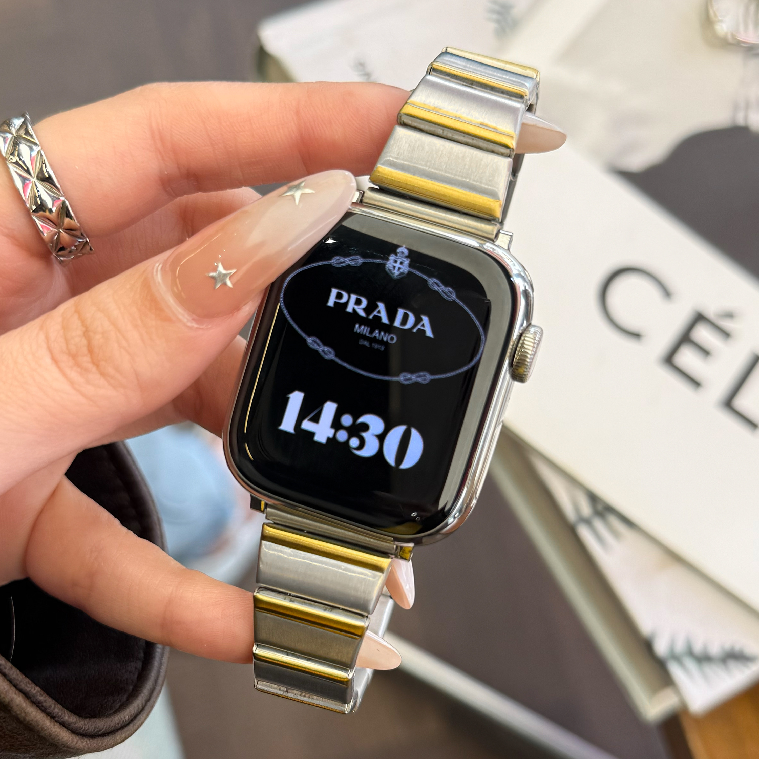 CA. 金银双色不锈钢iWatch金属表带适用于苹果手表applewatchs11