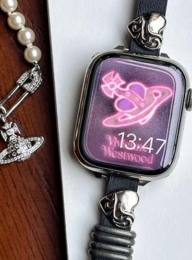 CA. 好酷的金属桃心iWatch真皮表带适用于苹果手表AppleWatch9876