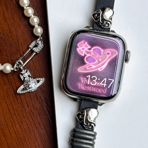 CA.金属桃心金属真皮表带