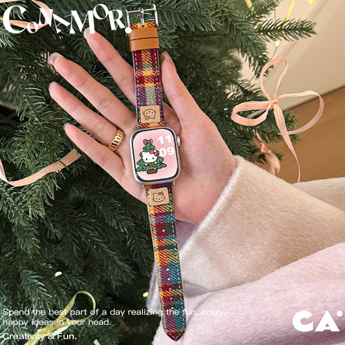 CA适用于苹果手表可爱彩虹KT表带