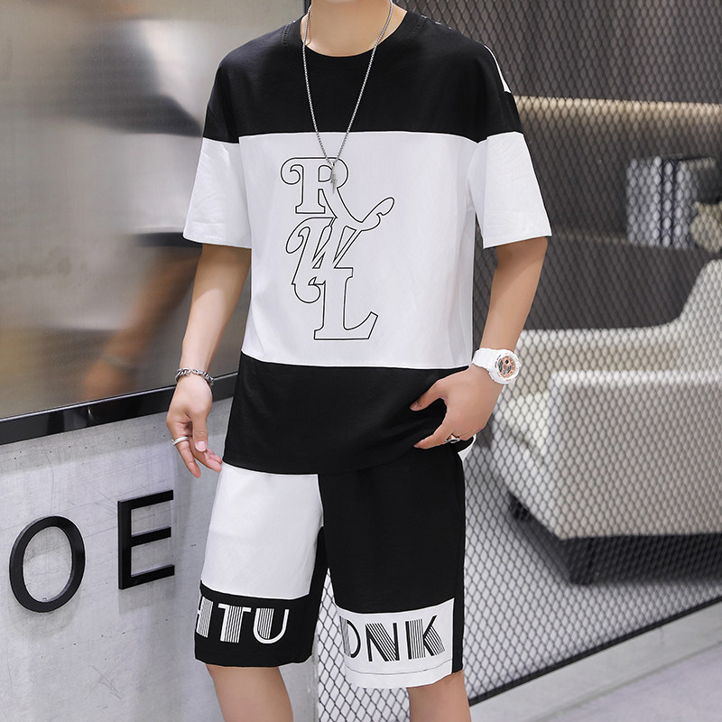 夏天季7七分褲套裝男生短褲韓版馬褲潮流寬鬆運動5五分褲夏褲