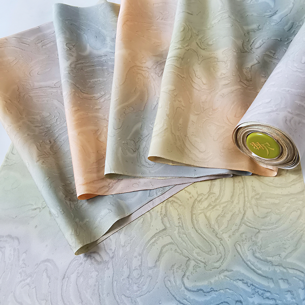 日本进口布料 正绢羽尺 晕染色 正绢反物旗袍汉服倒大袖真丝布料