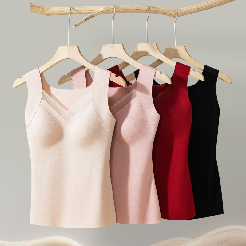 贝丝美乳木果润肤打底背心女秋冬带胸垫免穿文胸无痕保暖衣626