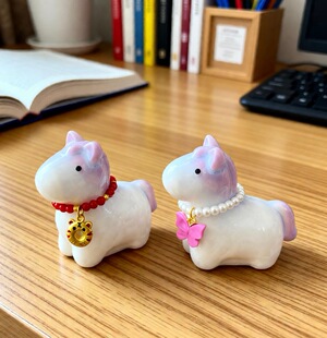 渐变紫结晶釉小马桌面摆件陶瓷茶宠可爱马年萌物工艺品茶玩小摆件