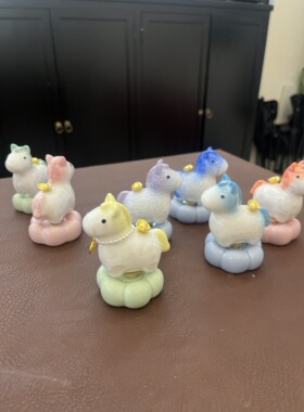 景德镇结晶釉转转小马高颜值陶瓷茶宠摆件转运马新年转转车载摆件