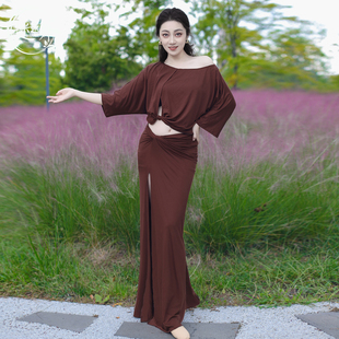 迷迭舞原创2025秋冬新款肚皮舞练功服轻法式东方舞上衣裙子遮肚子