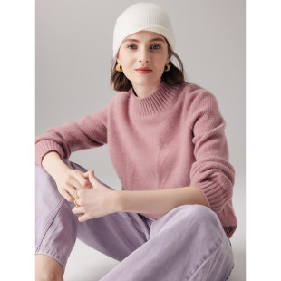 PALUOPO ET23108R 帕罗秋冬半高领麦穗提花慵懒风羊绒衫