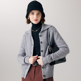 PALUOPO/帕罗山羊绒翻领女开衫ET23058R-A