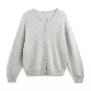 PALUOPO/帕罗绵羊毛含羊绒拉毛女开衫ET250168Y