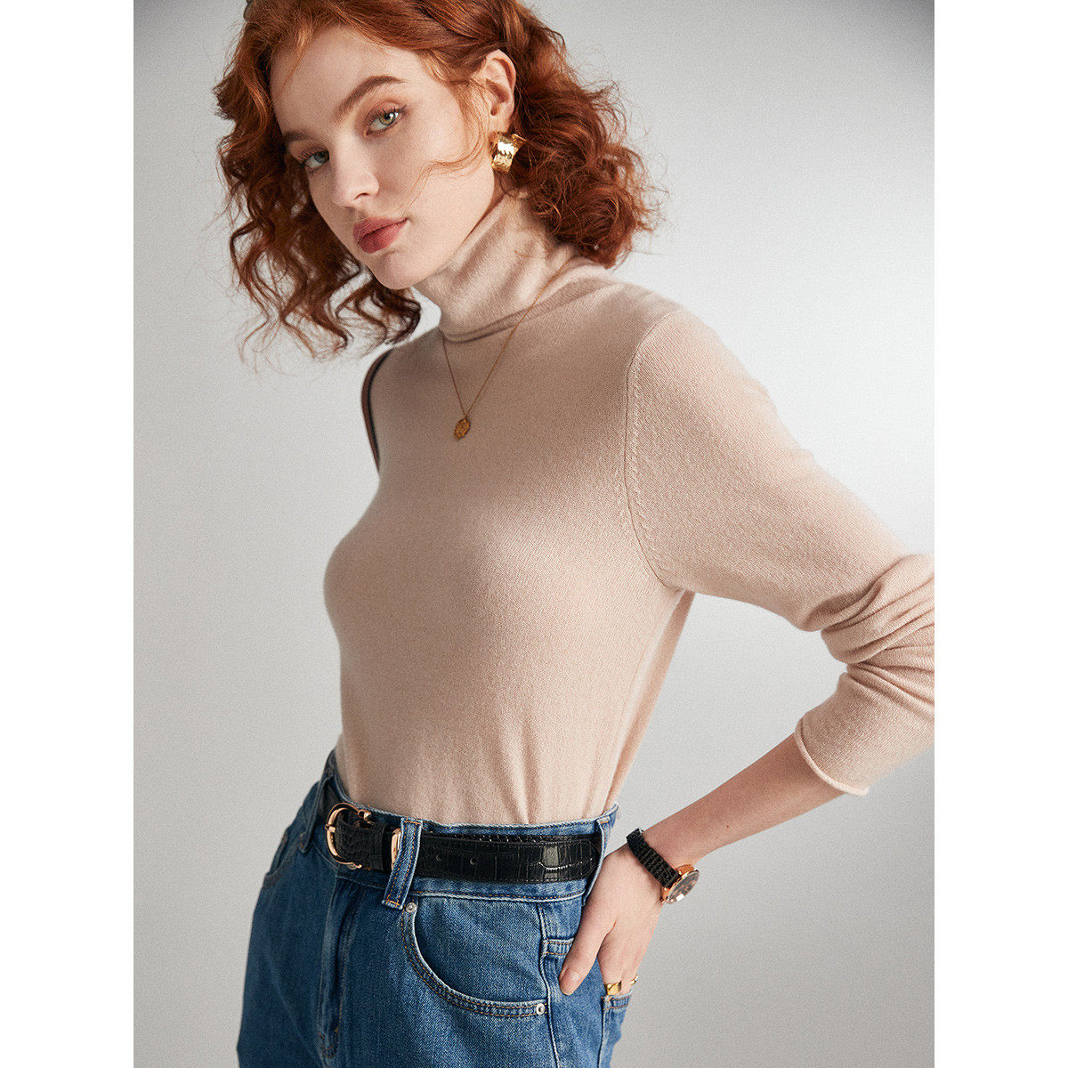 PALUOPO/帕罗山羊绒堆领女衫ET22307R-B