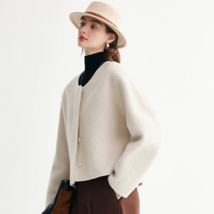 PALUPOP/帕罗25秋冬圆领含羊驼毛短款外套百搭羊毛大衣ET250308D