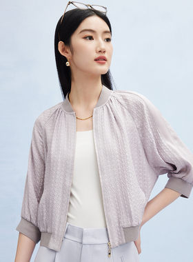 PALUOPO/帕罗养肤蚕丝重磅遮阳棒球服中袖外套女春夏ES2F0333Z