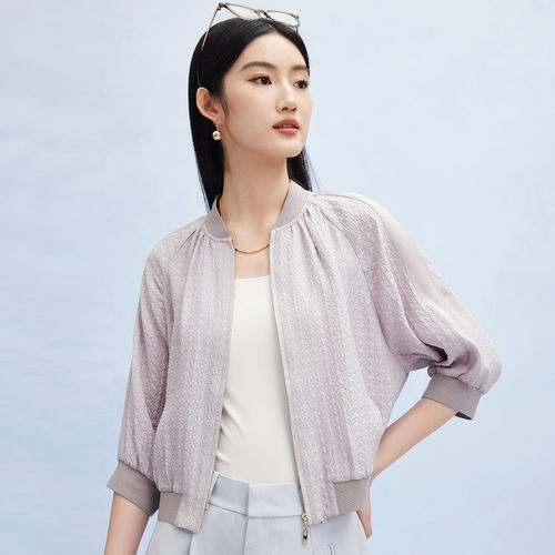 PALUOPO/帕罗养肤蚕丝重磅遮阳棒球服中袖外套女春夏ES2F0333Z