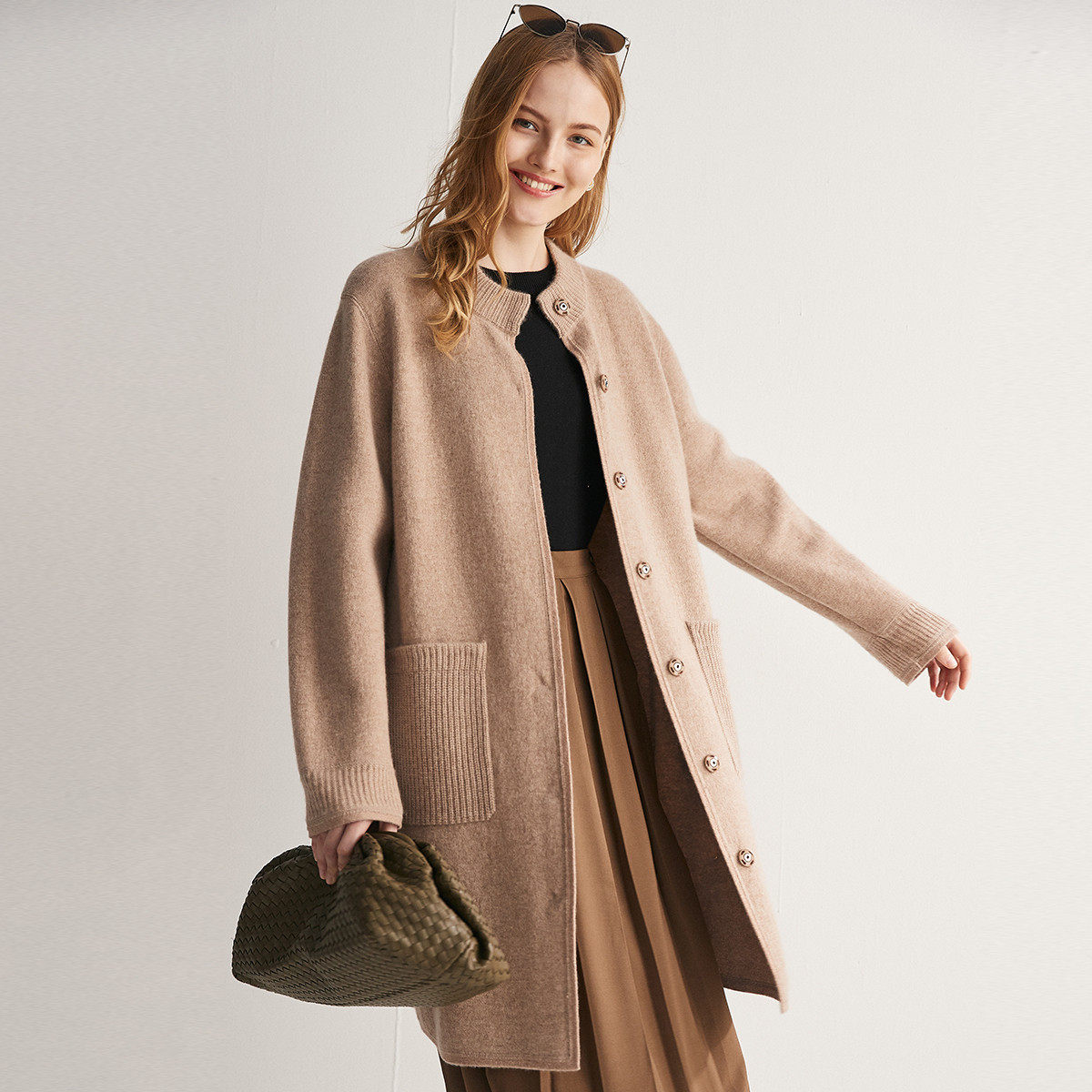 PALUOPO/帕罗山羊绒半高领女开衫ET23138R-A