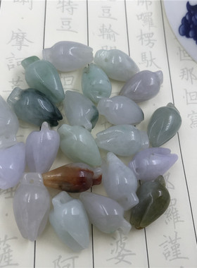 天然缅甸翡翠A货 冰透玉兰花玉簪花耳环吊坠手链diy手工饰品配件