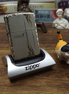 二手Zippo08年黑冰锁边兰草原装正品打火机防风美国进口