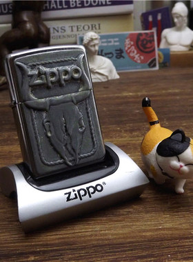 二手Zippo14年牛头骨贴章原装正品打火机防风美国进口
