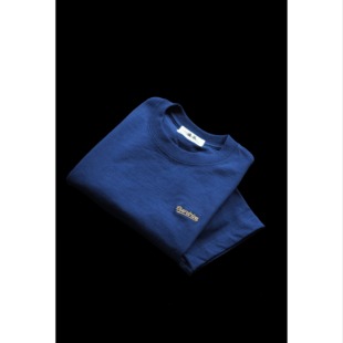 过载商店纯棉宝蓝深蓝轻微磨毛圆领短袖 T重磅显白男女