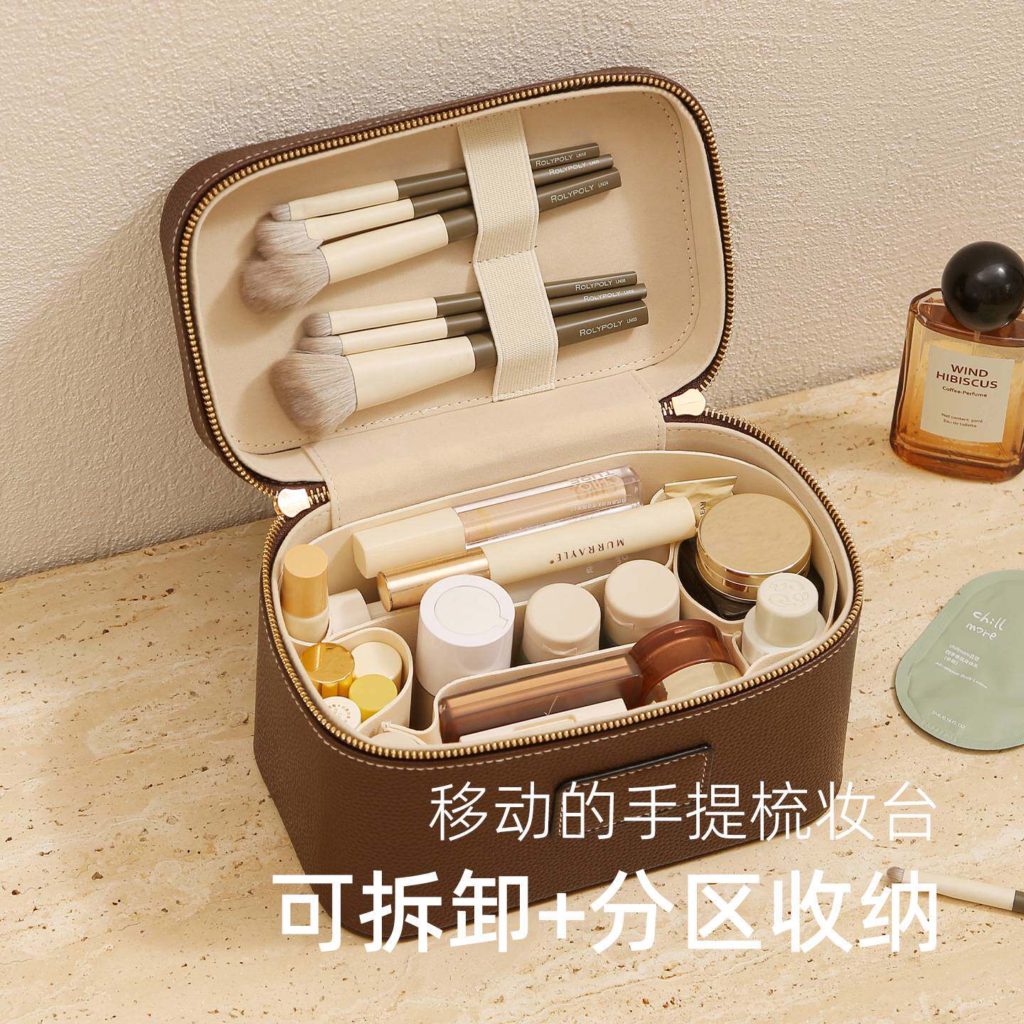 化妆包女便携式大容量化妆品收纳包户外出差旅行化妆箱化妆师专用