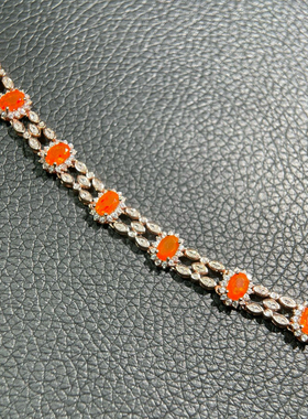 天然火欧泊手链 日韩流行款 925纯银饰 精工镶嵌支持检测下单优惠