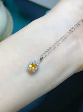 天然刻面芬达吊坠，高净度颜色浓裸石4*6mms925纯银精工镶嵌