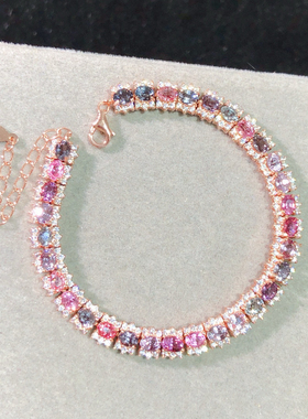 天然尖晶石手链多彩色搭配 ​满圈镶嵌温柔暖色手链